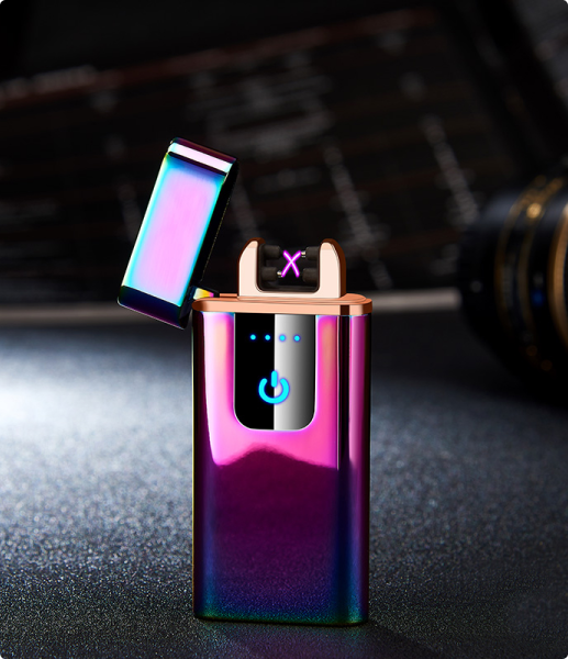 An image of a Pink color Dual arc electronic lighters Bright LED blue lighters