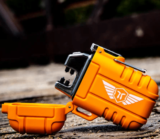 An image of a Orange color electronic Lighter image in Out door