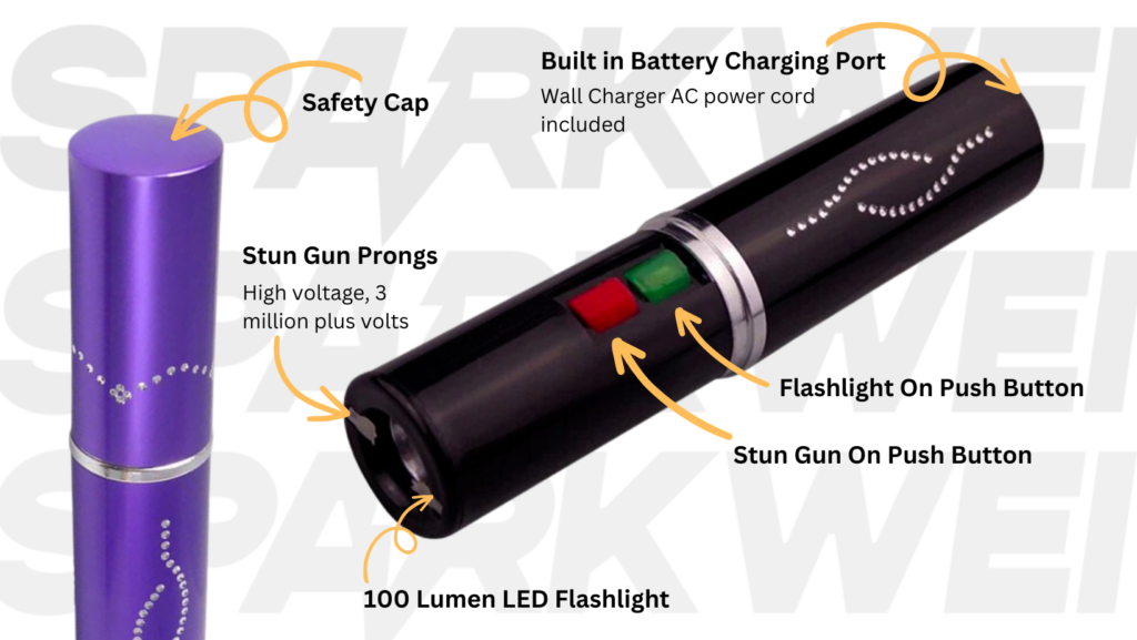 An Image of A Lipstick Stun Gun Showing it’s Components
