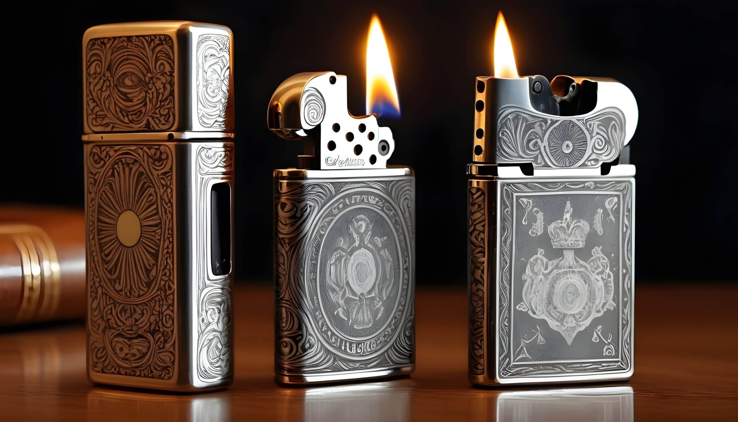 rare lighters on a table